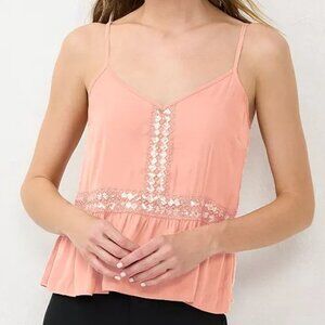 Women's LC Lauren Conrad Flowy Peplum Tank | Pink | Size XXL